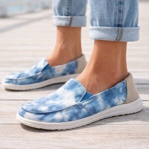 Hey Dude Lena Blue Tie Dye Slip On Loafers Women’s 7 Lightweight